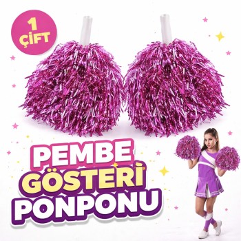 1 Çift Pembe Okul Gösteri Ponponları Ekstra Dolgun