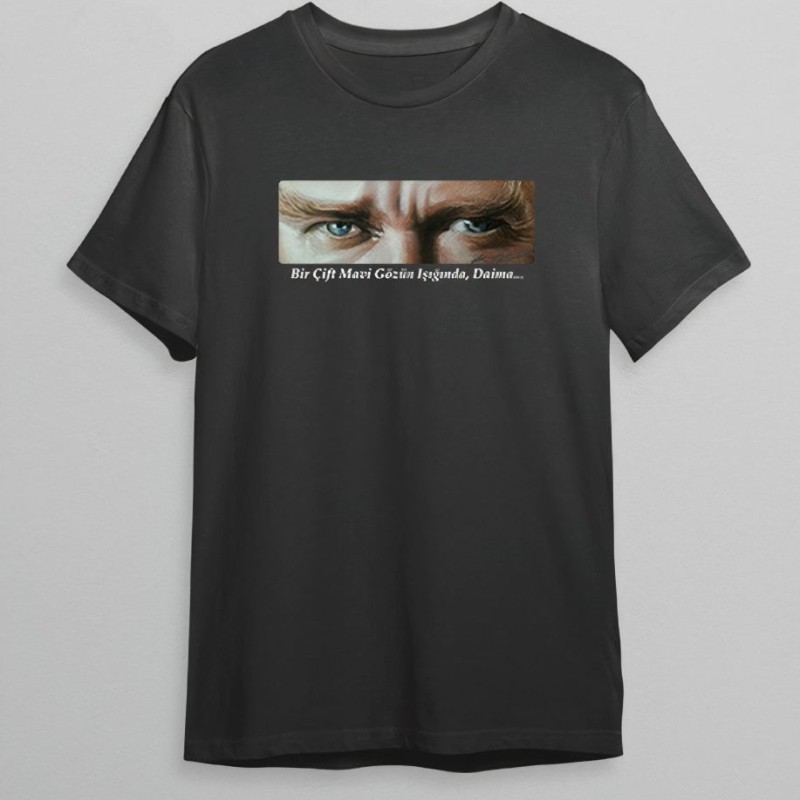 10 Kasım Atatürk'ü Anma Günü Baskılı Oversize Bisiklet Yaka T-shirt - Siyah