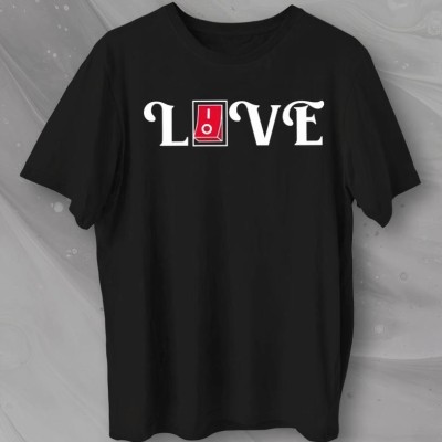 14 Şubat Sevgililer Günü Love Baskılı Oversize Bisiklet Yaka T-shirt - Siyah