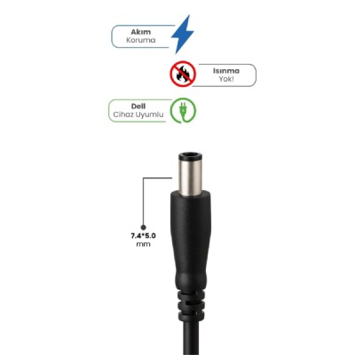 19.5V 4.62A 7.4 * 5.0mm 90W DELL İçin Laptop Adaptör