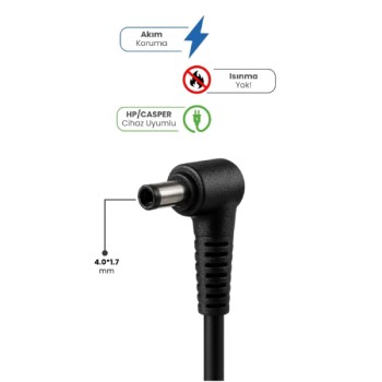 19V 4.74A 4.0 * 1.7mm 90W HP / CASPER İçin Laptop Adaptör