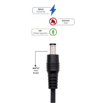 19V 4.74A 4.8 * 1.7mm Bullet 90W HP İçin Laptop Adaptör