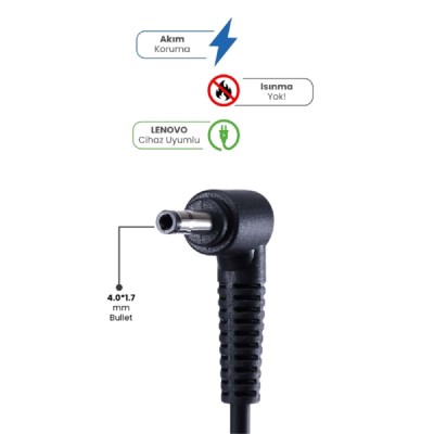 20V 3.25A 4.0 * 1.7 Bullet 65W LENOVO İçin Laptop Adaptör