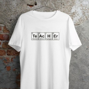 24 Kasım Kimya Öğretmeni Hediyesi Baskılı Bisiklet Yaka T-shirt - Beyaz