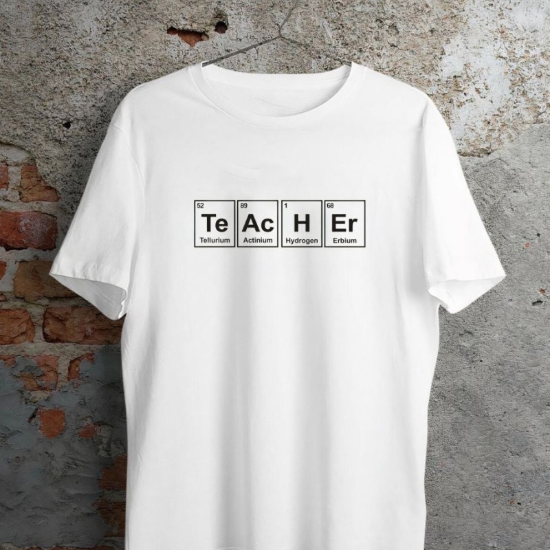 24 Kasım Kimya Öğretmeni Hediyesi Baskılı Bisiklet Yaka T-shirt - Beyaz