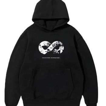 3 iplik Pamuklu Cepli  Kapüşonlu 10 Kasıma Özel SweatShirt Hoodie - Siyah