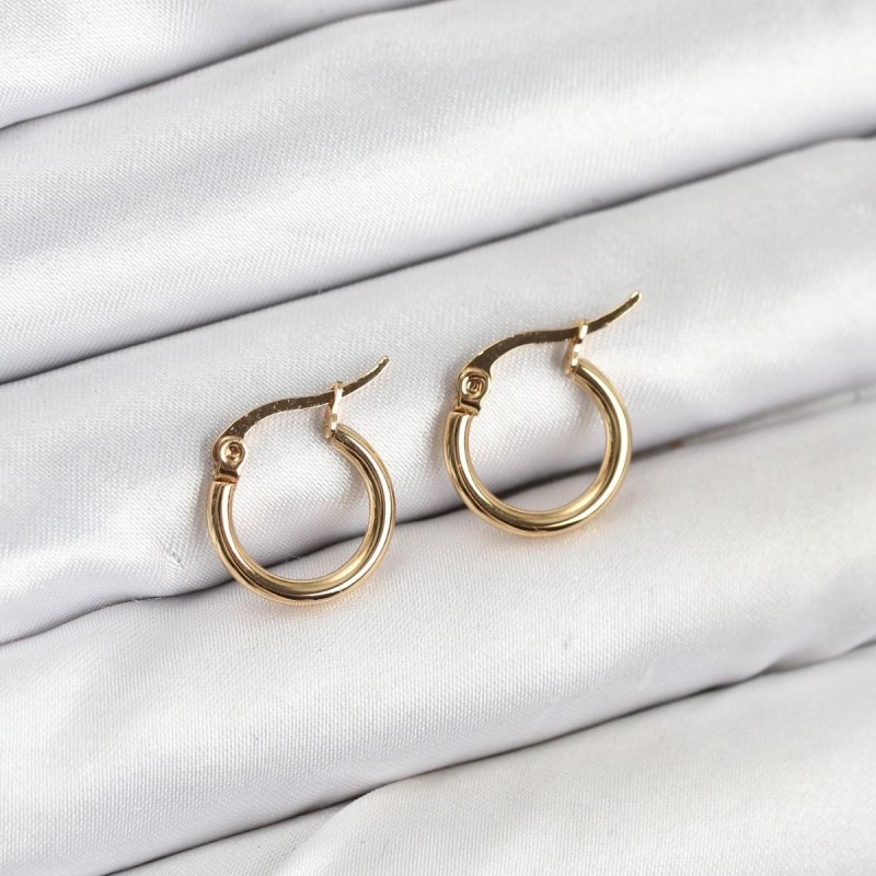 316L Çelik Gold Renk 12 mm Halka Kadın Küpe