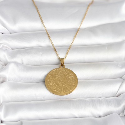 316L Çelik Gold Renk Ayetel Kürsi Yazılı Kolye