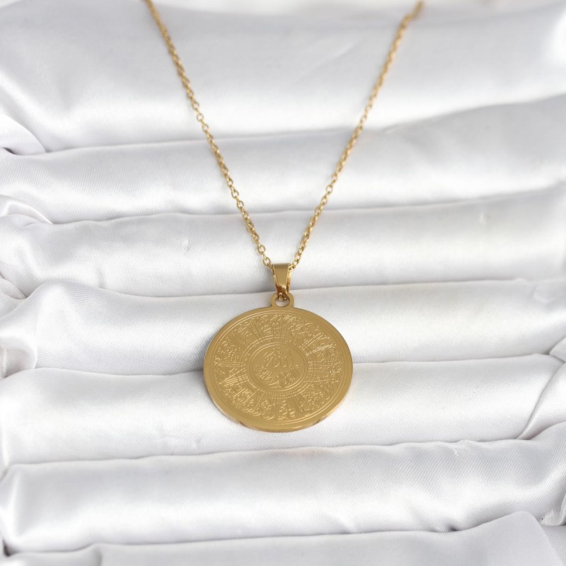 316L Çelik Gold Renk Ayetel Kürsi Yazılı Kolye