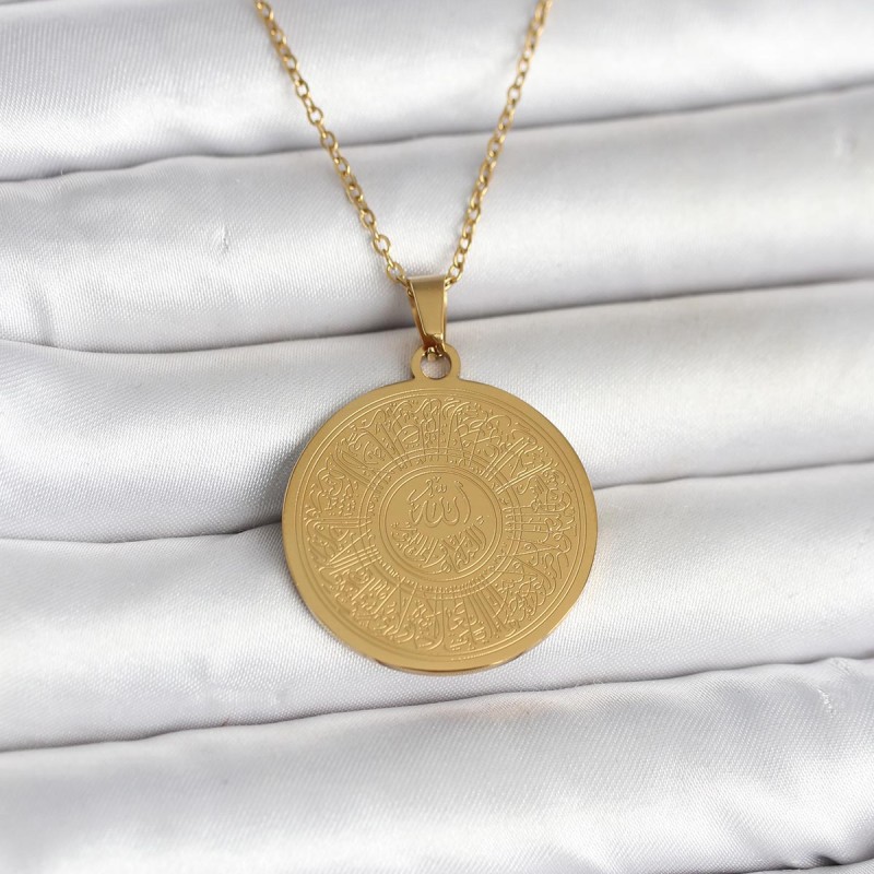 316L Çelik Gold Renk Ayetel Kürsi Yazılı Kolye
