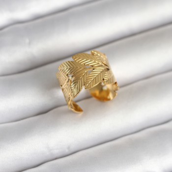 316L Çelik Gold Renk Başak Modeli Kadın Yüzük