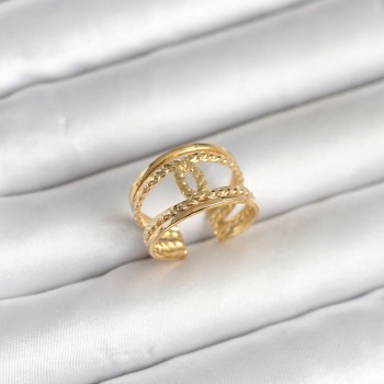 316L Çelik Gold Renk Burgu Düğüm Model Kadın Yüzük
