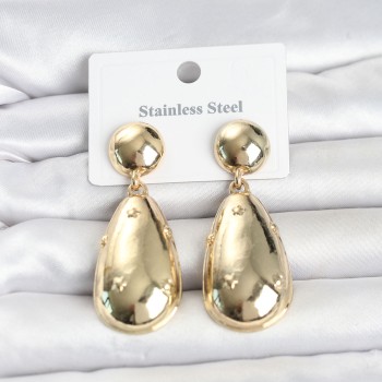 316L Çelik Gold Renk Damla Model Kadın Küpe
