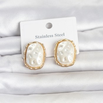 316L Çelik Gold Renk İnci Model Vintage Kadın Küpe