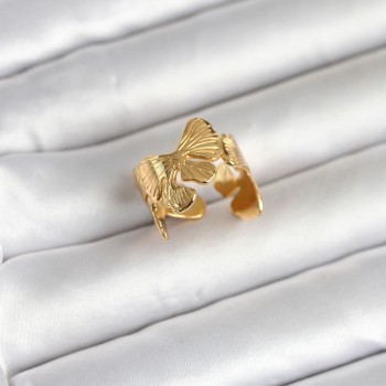 316L Çelik Gold Renk Lotus Model Kadın Yüzük