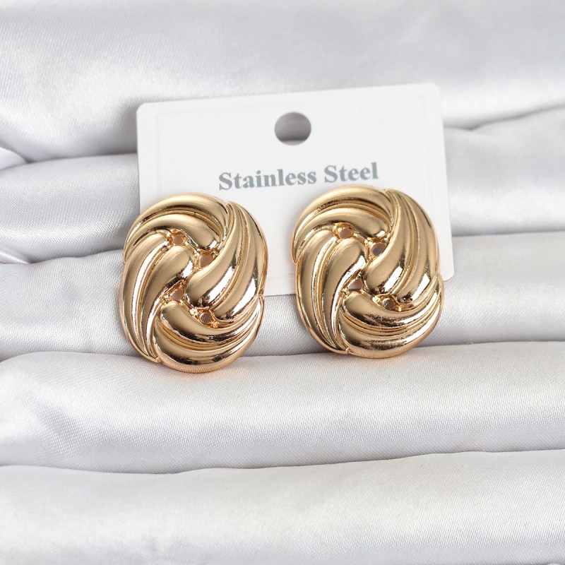 316L Çelik Gold Renk Motif Desen Model Kadın Küpe