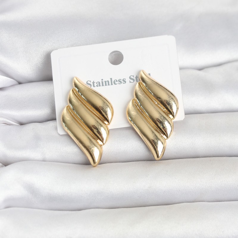 316L Çelik Gold Renk Motif Model Kadın Küpe