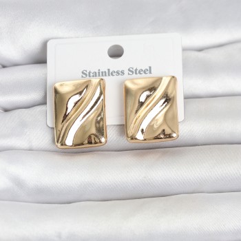 316L Çelik Gold Renk Plaka Model Kadın Küpe