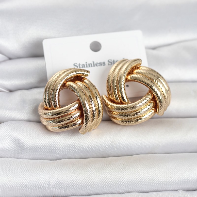 316L Çelik Gold Renk Sarmal Model Kadın Küpe