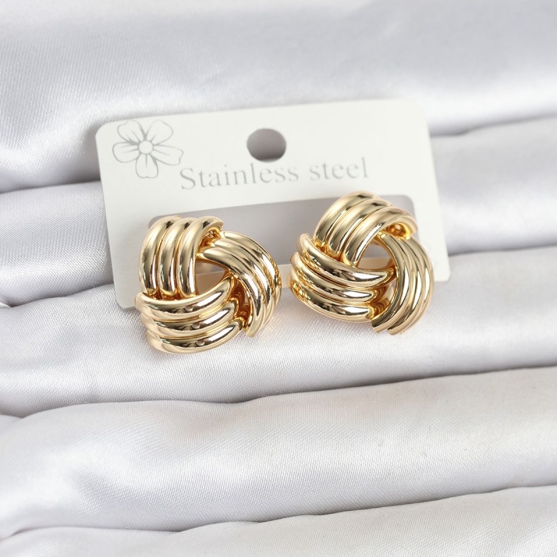 316L Çelik Gold Renk Sarmal Model Kadın Küpe