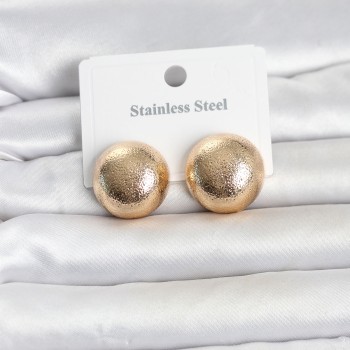 316L Çelik Gold Renk Top Model Kadın Küpe