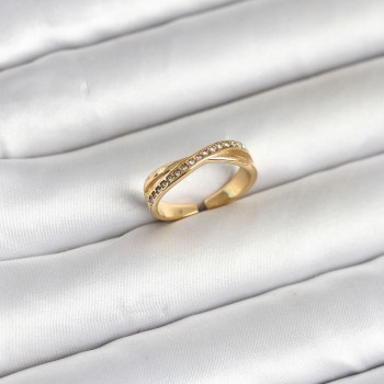 316L Çelik Gold Renk Zirkon Taşlı Kadın Yüzük
