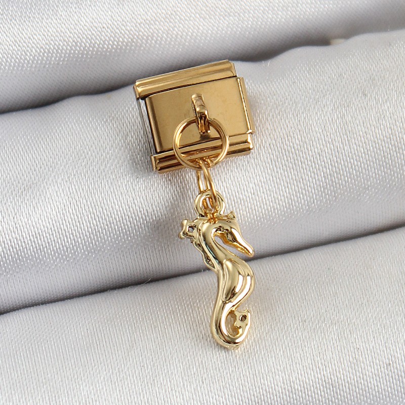 316L Çelik Sallantılı Deniz Atı Model Gold Renk Nomination Charm