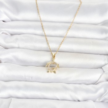 316L Çelik Zincir Gold Renk Caretta Caretta Model Kadın Kolye