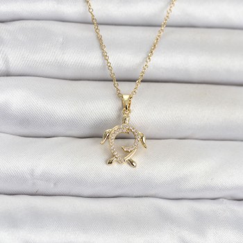 316L Çelik Zincir Gold Renk Caretta Caretta Model Kadın Kolye