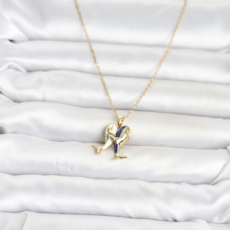 316L Çelik Zincir Gold Renk Dolphin Model Kadın Kolye