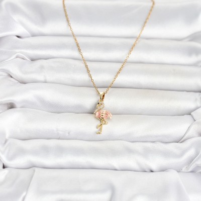 316L Çelik Zincir Gold Renk Flamingo Model Kadın Kolye