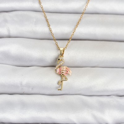 316L Çelik Zincir Gold Renk Flamingo Model Kadın Kolye