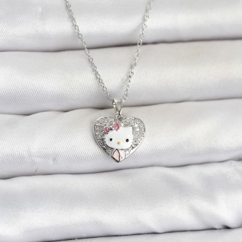 316L Çelik Zincir Gümüş Renk Kitty Model Kolye