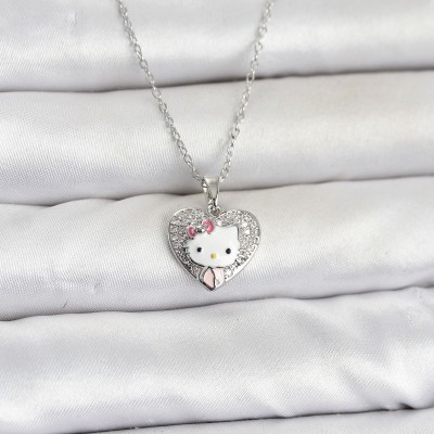 316L Çelik Zincir Gümüş Renk Kitty Model Kolye