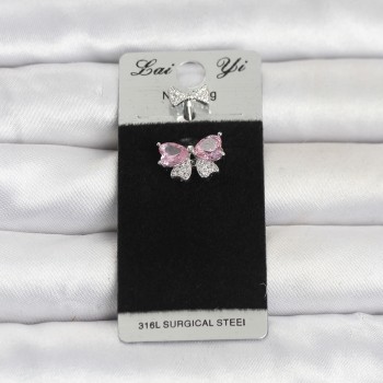 316L Cerrahi Çelik Pembe Fiyonk Model Göbek Piercing
