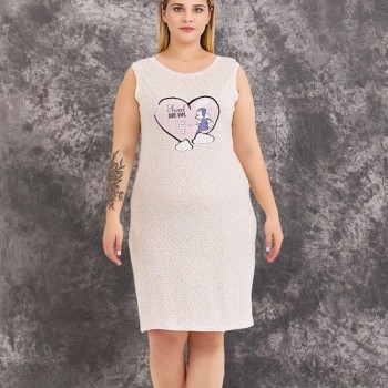 Arias Closet Büyük Beden Sweet Dreams Yazılı Desenli 2'Li Viskon Gecelik Sabahlık Takımı