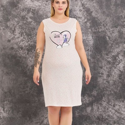 Arias Closet Büyük Beden Sweet Dreams Yazılı Desenli 2'Li Viskon Gecelik Sabahlık Takımı