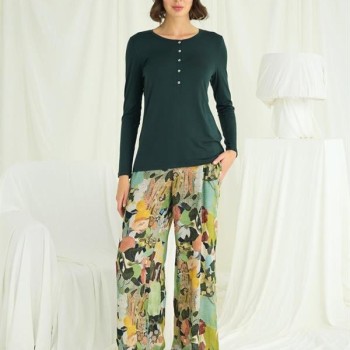 Arias Closet Çiçek Ve Yaprak Desenli Pijama Takımı
