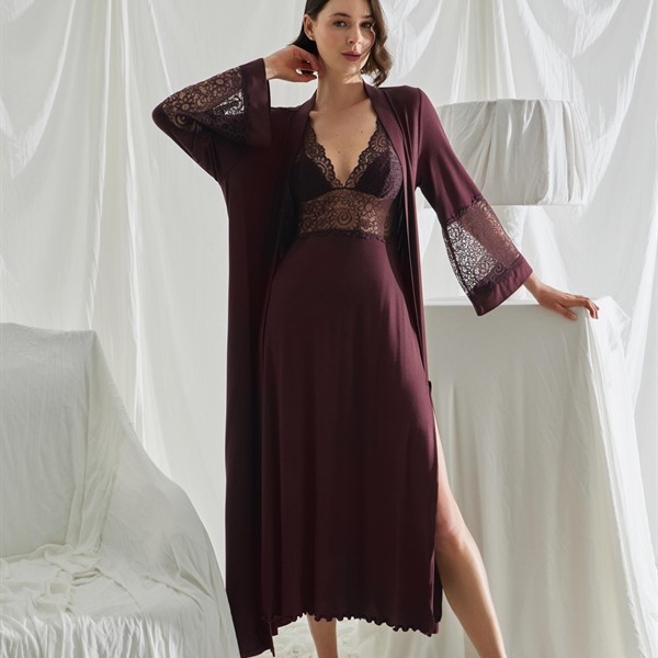 Arias Closet Göğüs Ve Sırt Dekolteli Dantelli Sabahlık Takımı