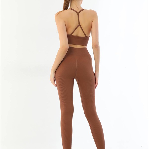 Arias Closet Kahve Mı Emay 3921 Soft Seamless Ripli Tayt Yoga Takımı
