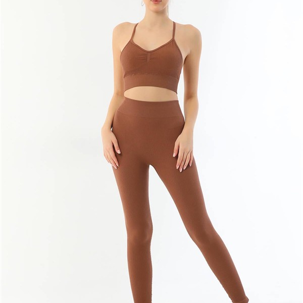 Arias Closet Kahve Mı Emay 3921 Soft Seamless Ripli Tayt Yoga Takımı