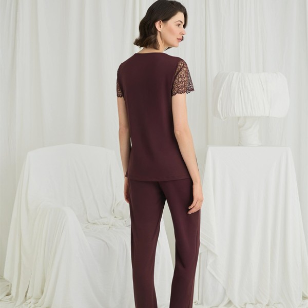 Arias Closet Kısa Kollu Ve Dantelli V Yaka Pijama Takımı