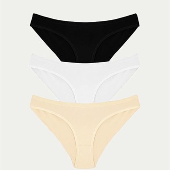Arias Closet Pamuklu Siyah Beyaz Ten Rengi 3'Lü Külot
