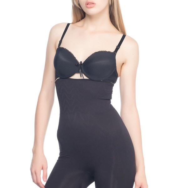 Arias Closet Siyah Mı Emay 2074 Yüksek Bel Desenli Double Uzun Paça Korse