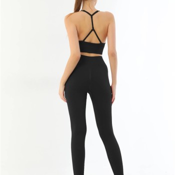 Arias Closet Siyah Mı Emay 3921 Soft Seamless Ripli Tayt Yoga Takımı