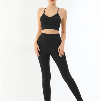 Arias Closet Siyah Mı Emay 3921 Soft Seamless Ripli Tayt Yoga Takımı