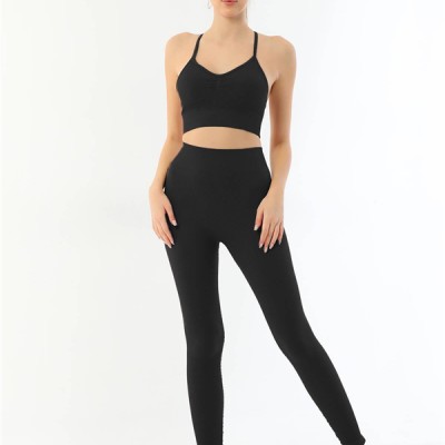 Arias Closet Siyah Mı Emay 3921 Soft Seamless Ripli Tayt Yoga Takımı