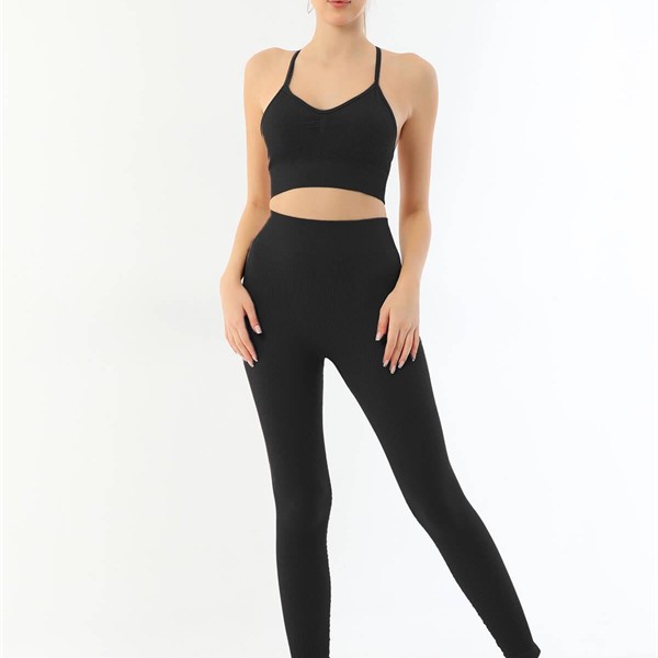 Arias Closet Siyah Mı Emay 3921 Soft Seamless Ripli Tayt Yoga Takımı