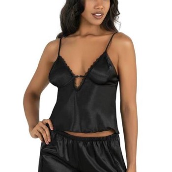 Arias Closet Siyah Saten Şort Takımı 9207