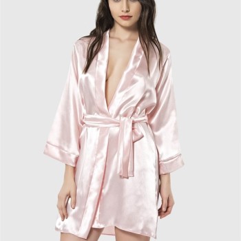 Arias Closet Somon Kısa Saten Sabahlık